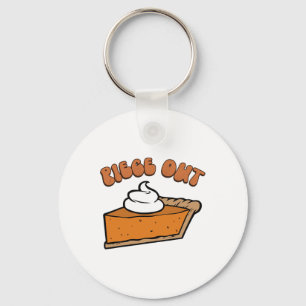 Piece Out Pie Retro Funny Thanksgiving Fall Groovy Key Ring