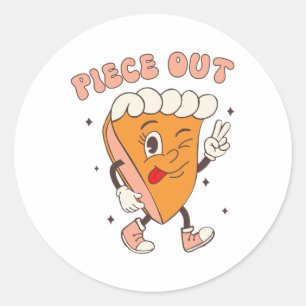 Piece Out Pumpkin Pie Retro Thanksgiving Fall Groo Classic Round Sticker