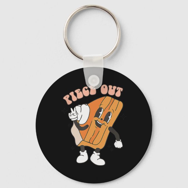 Piece Out Pumpkin Pie Retro Thanksgiving Fall Vibe Key Ring (Front)