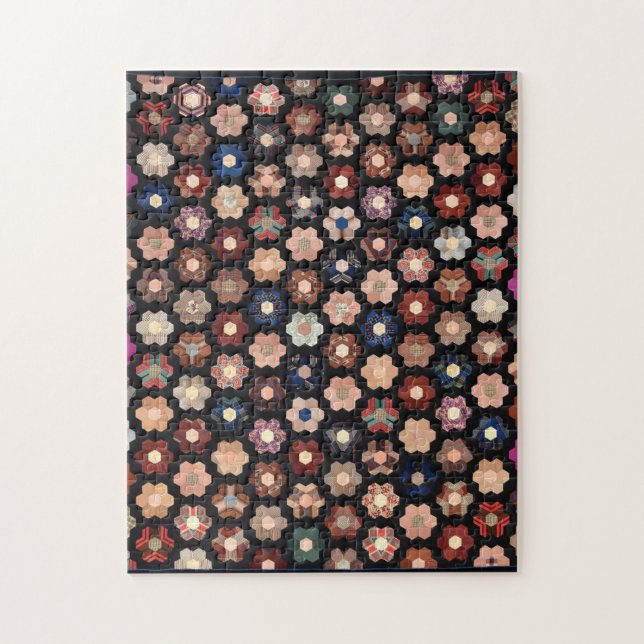 Pieced hexagons quilt jigsaw puzzle (Vertical)