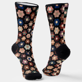 Pieced hexagons quilt socks