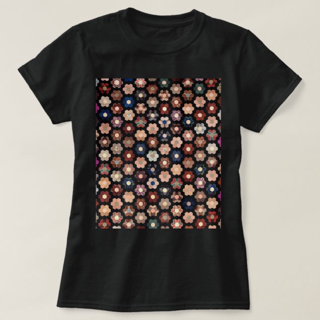 Pieced hexagons quilt T-Shirt (Design Front)