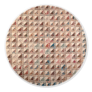Pieced quilt in neutral colours ceramic knob