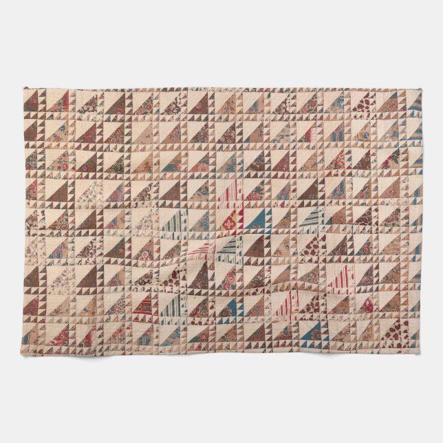 Pieced quilt in neutral colours tea towel (Horizontal)