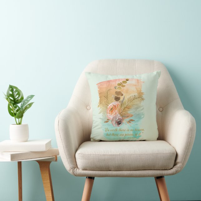 Pieces of Heaven Quote Boho Flowers  Cushion (Chair)