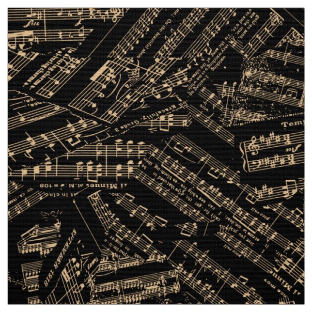 Pieces of Music Gold POMV Fabric (Swatch)