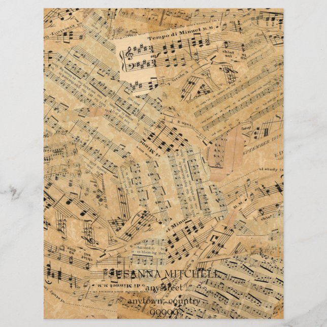 Pieces of Vintage Music ID389 Letterhead Template (Front)