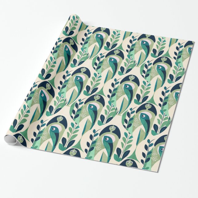 Pieces woman wrapping paper (Unrolled)