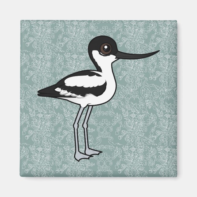 Pied Avocet Cute Birdorable Cartoon Bird Magnet (Front)