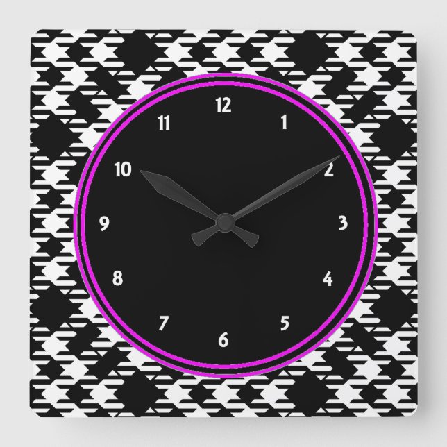 Pied de Poule Square Wall Clock (Front)