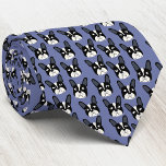 Pied French Bulldog Blue Neck Tie<br><div class="desc">A fun little black and white Pied French Bulldog or Frenchie pattern on a blue background.  Great for all dog lovers,  pet sitters,  dog walkers and veterinarians.  Original art by Nic Squirrell.</div>