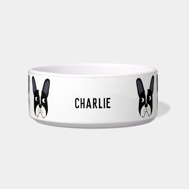 Pied French Bulldog Name Bowl (Front)