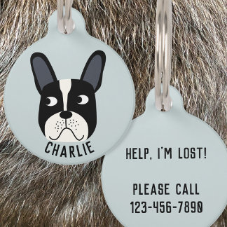 Pied French Bulldog Pet Tag