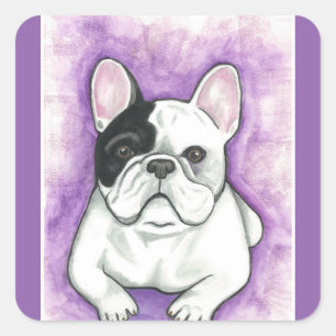 Pied French Bulldog purple stickers