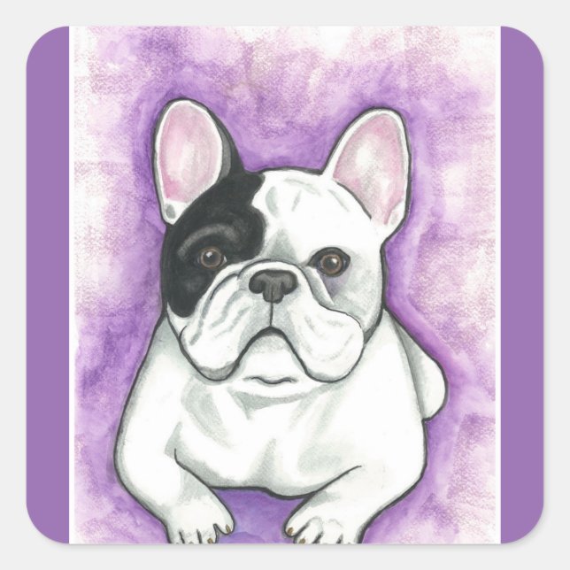 Pied French Bulldog purple stickers (Front)