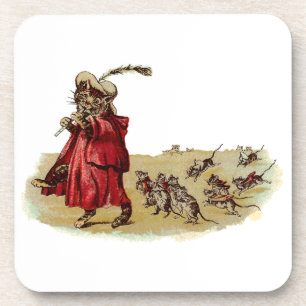Pied Piper Cat Leading Rats Coaster