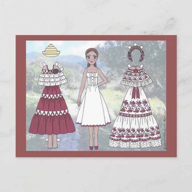 Piedad of Panama Paper Doll Postcard (Front)