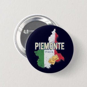 Piedmont Italy Retro Region Map Vintage Pasta 6 Cm Round Badge
