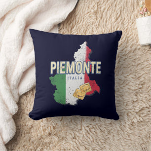 Piedmont Italy Retro Region Map Vintage Pasta Cushion