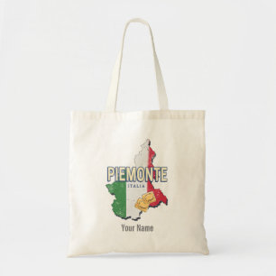 Piedmont Italy Retro Region Map Vintage Pasta Lugg Tote Bag