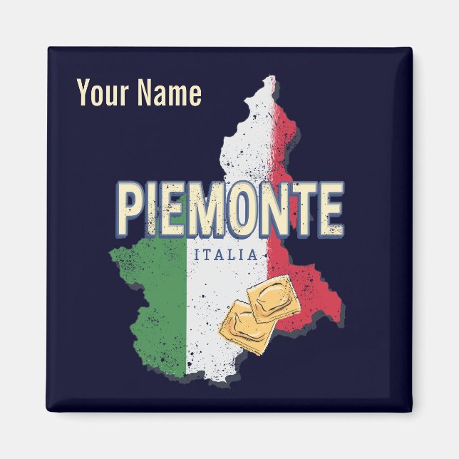 Piedmont Italy Retro Region Map Vintage Pasta Magnet (Front)