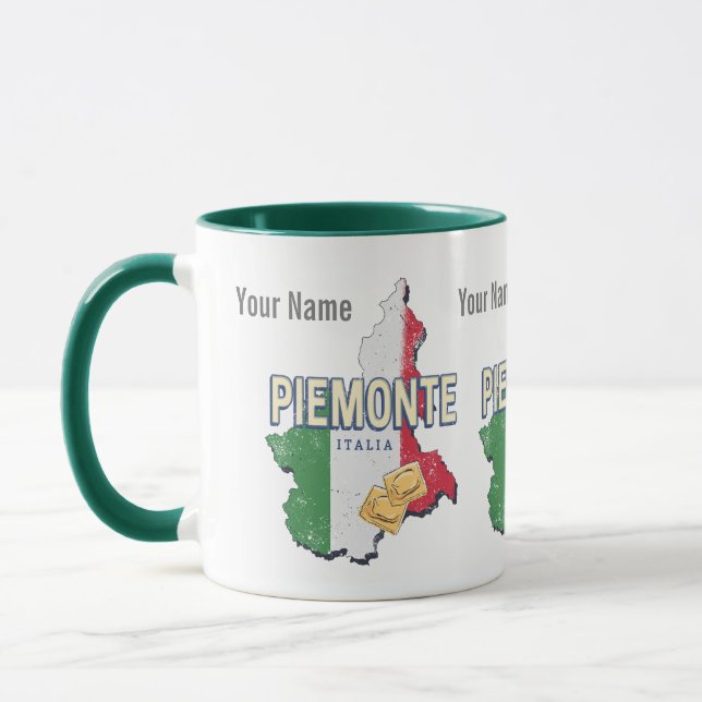 Piedmont Italy Retro Region Map Vintage Pasta Mug (Left)