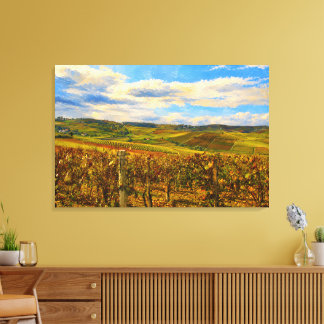 Piedmont Vineyard Landscape Stretched Canvas Art