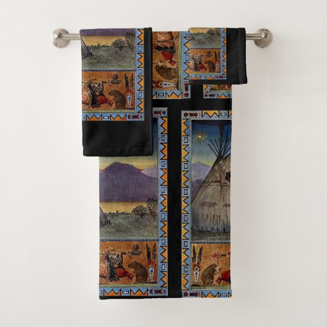 "Piegan-Blackfoot" Bath Towel Set (Insitu)