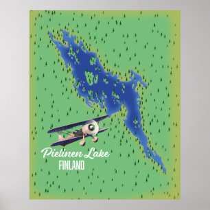 Pielinen Lake Finland map Canvas Print