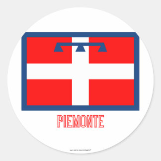 Piemonte flag with name classic round sticker