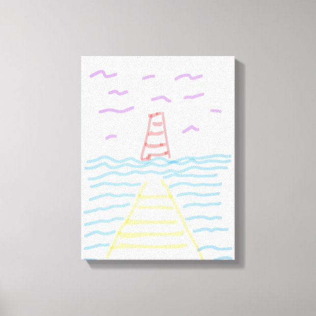 Pier and Lighthouse Stretched Canvas Print (Front)