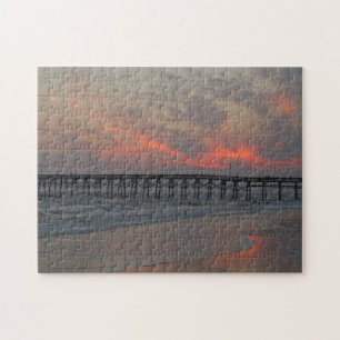 Pier and Sunset - Oak Island, NC Jigsaw Puzzle