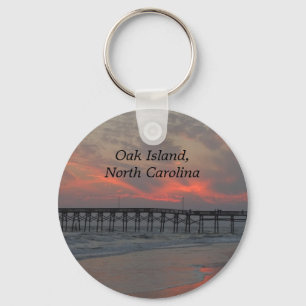 Pier and Sunset - Oak Island, NC Key Ring