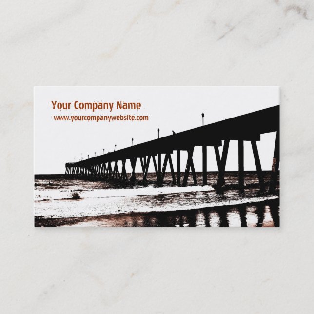 Pier and Waves in (Mostly) Black and White Business Card (Front)