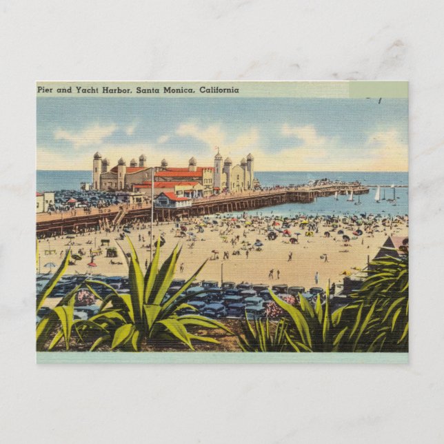 Pier and Yacht Harbour, Santa Monica, California Postcard (Front)