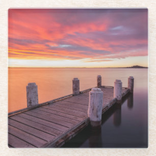 Pier at Lake Illawarra Glass Coaster