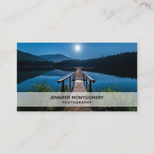 Pier at Night under a Full Moon Business Card
