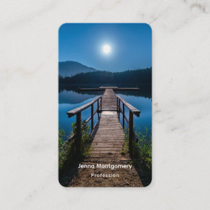 Pier at Night under a Full Moon Business Card