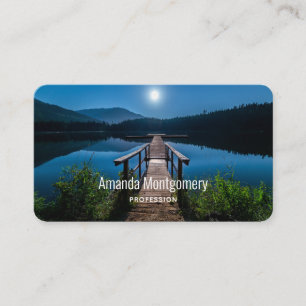 Pier at Night under a Full Moon Business Card