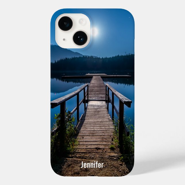 Pier at Night under a Full Moon Case-Mate iPhone Case (Back)