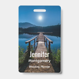 Pier at Night under a Full Moon ID Badge