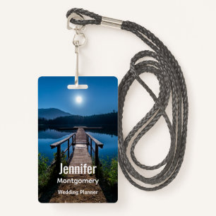 Pier at Night under a Full Moon ID Badge