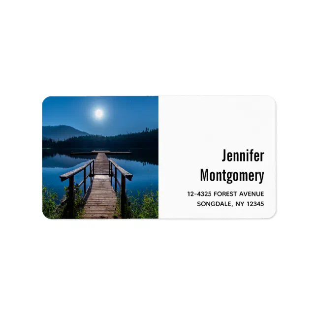 Pier at Night under a Full Moon Label | Zazzle