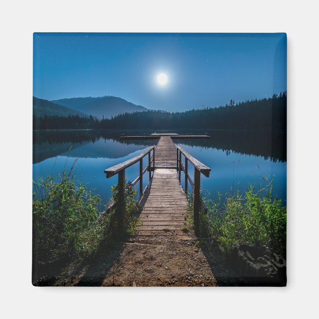 Pier at Night under a Full Moon Magnet (Front)