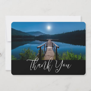 Pier at Night under a Full Moon Thank You Card