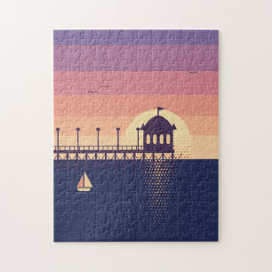 Pier at Sundown Risograph Print Jigsaw Puzzle