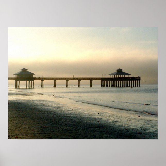 Pier at Sunrise, Ft Myers FL Poster (Front)