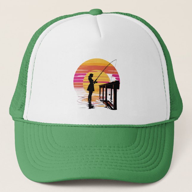 Pier Fishing Girl Trucker Hat (Front)