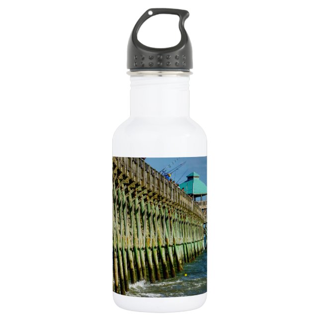 Pier Fishing Stainless Steel Water Bottle (Front)
