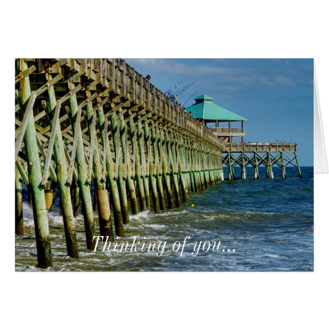 Pier Fishing Thinking Of You Card (Front Horizontal)